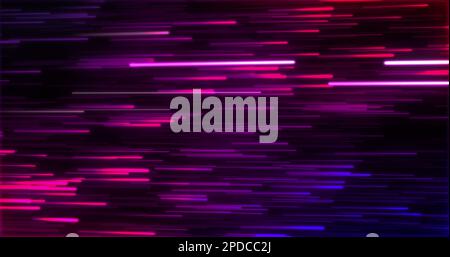 Bild von blauen und violetten Neonlichtschranken auf schwarzem Hintergrund Stockfoto