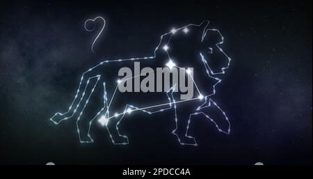 Bild: leo-Schild mit Sternen auf schwarzem Hintergrund Stockfoto