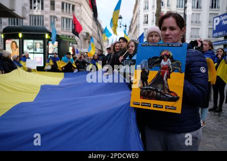 Marche pour l'Ukraine et la Géorgie contre la politique et l'ingérence du régime russe dans ces deux Pays. UN défilé aux cris de 'Russie terroriste' Stockfoto