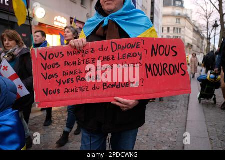 Marche pour l'Ukraine et la Géorgie contre la politique et l'ingérence du régime russe dans ces deux Pays. UN défilé aux cris de 'Russie terroriste' Stockfoto