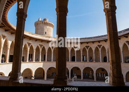 Innenansicht der Burg Bellver in Palma de Mallorca - Spanien. Stockfoto