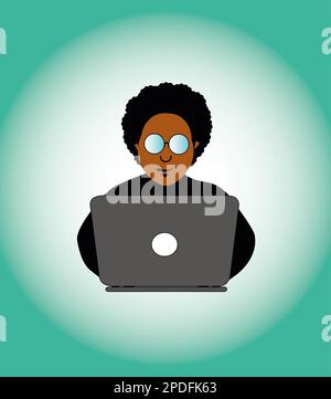 afrikanischer Arbeiter, der mit einem Laptop arbeitet Stockfoto