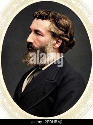 1875 Ca , GROSSBRITANNIEN : der gefeierte britische Maler und Bildhauer Lord Frederic LEIGHTON ( 1830 - 1896 ) , der von der Bewegung vor Raphaelliten beeinflusst wird . Portrait von Lock & Whitfield , London . DIGITAL KOLORIERT. - GESCHICHTE - FOTO STORICHE - MALER - PITTORE - KUNST - ARTE - BART - BARBA - PROFILO - PROFIL - LGBTQ - GAY - ARCHIVIO GBB Stockfoto