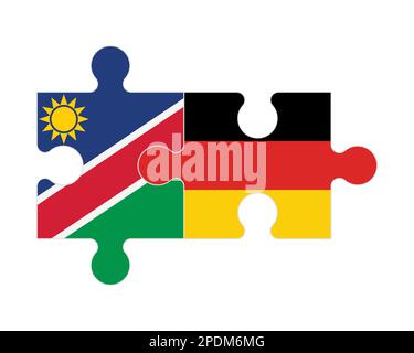 Zusammenhängendes Puzzle von Flaggen von Namibia und Deutschland, Vektor Stock Vektor