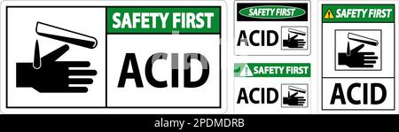 Schild „Sicherheit Durch Säure“ Auf Weißem Hintergrund Stock Vektor
