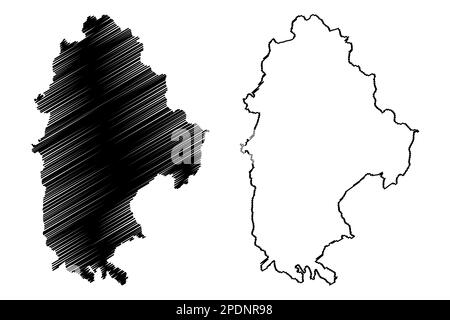 High Peak nicht-Metropolregion und Borough (Vereinigtes Königreich von Großbritannien und Nordirland, zeremonielle Grafschaft Derbyshire, England) Karte vect Stock Vektor