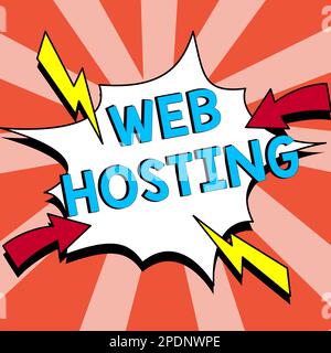 Handschriftliches Schild Web Hosting. Internetkonzept die Tätigkeit der Bereitstellung von Speicherplatz und des Zugangs für Websites Stockfoto