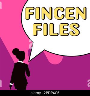 Textzeichen mit FinCEN-Dateien. Geschäftskonzepte Transaktionen mit finanziellen Vermögenswerten und Verbindlichkeiten Stockfoto