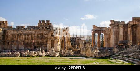 Libanon. Baalbek. Antiker Tempel, Heliopolis Ruinen. Architektur, Säulen, Ordnungssysteme. Heliopolis in Phoenicien. Januar 2023. Stockfoto