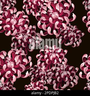 Nahtloses Muster mit Chrysanthemen und Gänseblümchen. Vektor. Stock Vektor