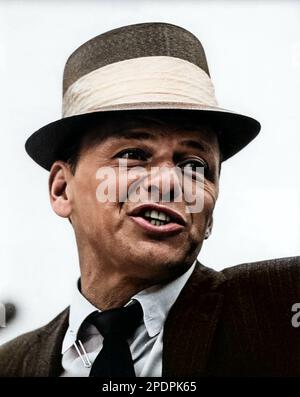 Frank Sinatra Vintage, farbiges Werbefoto C 1960er Stockfoto