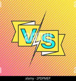 Gegen Kampfvektor-Illustration. Retro-Comicbuch-Überschrift, Spielbanner mit Blitz- und VS-Buchstaben, Designvorlage für Konfrontation und Kampf zwischen Teams, Herausforderung und Duell im Wettbewerb Stock Vektor