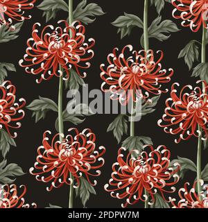 Nahtloses Muster mit Chrysanthemen und Gänseblümchen. Vektor. Stock Vektor