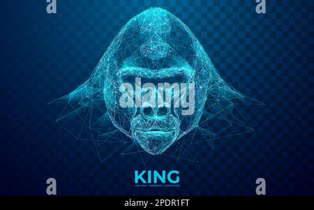 Abstrakter digitaler Gorilla. Darstellung eines Vektors mit niedrigem Polydrahtmodell. Stock Vektor