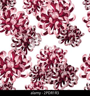 Nahtloses Muster mit Chrysanthemen und Gänseblümchen. Vektor. Stock Vektor