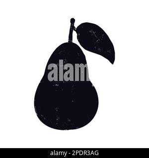 Birnensilhoutte auf weißem Hintergrund. Schwarz-weißes Apfelsymbol, flache Ausführung. Vektordarstellung Stock Vektor