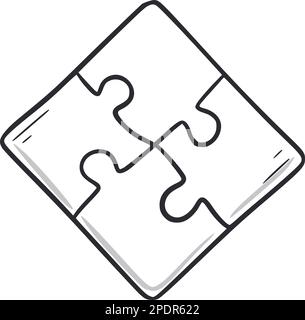 Puzzlestück-Doodle. Symbol für von Hand gezeichnete Skizzen mit Puzzle. Teamwork, gezeichnetes Konzept. Vektordarstellung. Stock Vektor