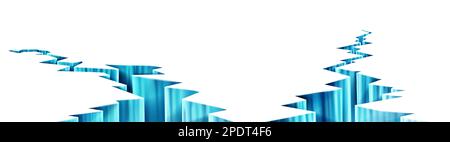 Eisriss-Vektoreffekt. Erstarrte Grundfläche aufbrechen. Zerbrochener Gletscher mit Lochhintergrund. Erdbebenspalte auf Schneeflächen im Winter. Tiefes Zerdrücken in gefrierendem Wasser isolierte realistische Illustration. Stock Vektor