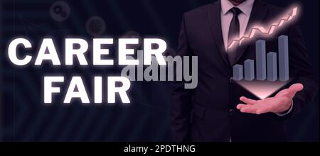 Inspiration mit dem Schild „Career Fair“. Internetkonzept eine Veranstaltung, bei der Arbeitsuchende mit möglichen Arbeitgebern zusammentreffen können Stockfoto