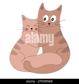 Süße zwei verliebte Katzen. Tiervektordarstellung für Grußkarte oder Poster. Stock Vektor
