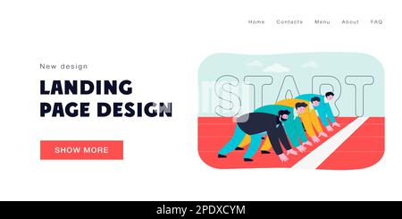 Büroangestellte stehen auf der Startlinie bereit Stock Vektor