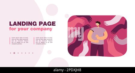 Hände greifen nach einem verängstigten Mann mit Brille Stock Vektor