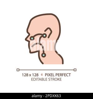 Ohr, Nase und Hals Pixel Perfect RGB-Farbsymbol Stock Vektor