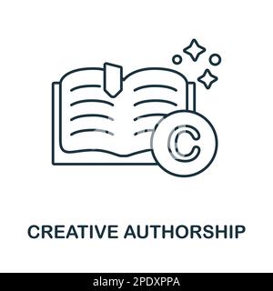 Gliederungssymbol für Creative Authorship. Monochrome Simple Creative Authorship-Liniensymbol für Vorlagen, Webdesign und Infografiken Stock Vektor