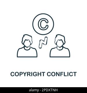 Symbol für Modellstruktur bei Urheberrechtskonflikten. Einfarbiges einfaches Symbol für Copyright-Konflikte für Vorlagen, Webdesign und Infografiken Stock Vektor
