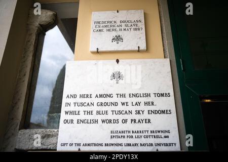 Der englische oder protestantische Friedhof in Florenz, Italien. Unter den Gräbern ist die der Dichterin Elizabeth Barrett Browning und Fanny Holman-Hunt Stockfoto