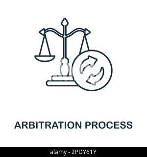 Symbol für die Gliederung des Schlichtungsverfahrens. Symbol für monochrome Simple Arbitration-Prozesslinie für Vorlagen, Webdesign und Infografiken Stock Vektor