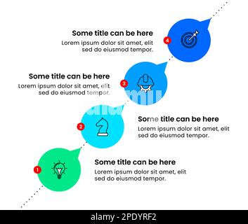 Infografik-Vorlage mit Symbolen und 4 Optionen oder Schritten. Diagonale Linie. Kann für Workflow-Layout, Diagramm, Banner, webdesign verwendet werden. Vektor-Illustration Stock Vektor