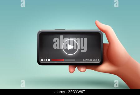 Smartphone-Bildschirm des Players, mobiler Video-Bildschirm, mobile Display-Technologie. Vektordarstellung Stock Vektor