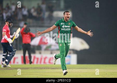 Taskin Ahmed während des Bangladesch-England-3.-Spiels und des letzten T20I-Spiels von drei Spielserien im Sher-e-Bangla National Cricket Stadium, Mirpur, Dhaka, Ba Stockfoto