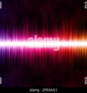 Mehrfarbige abstrakte Schallwellen auf schwarzem Hintergrund. Stockfoto