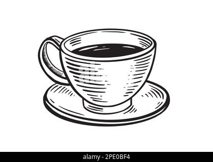 Eine Tasse Kaffee, handgezeichnete Styling-Illustrationen, Vektor. Stock Vektor