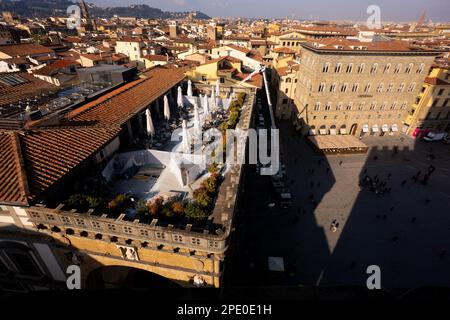 Blick vom Pazzo Vecchio Turm über die Stadt Florenz in Italien Stockfoto