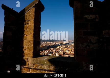 Blick vom Pazzo Vecchio Turm über die Stadt Florenz in Italien Stockfoto