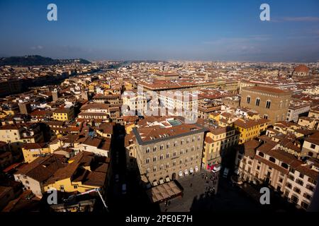 Blick vom Pazzo Vecchio Turm über die Stadt Florenz in Italien Stockfoto