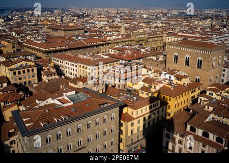 Blick vom Pazzo Vecchio Turm über die Stadt Florenz in Italien Stockfoto