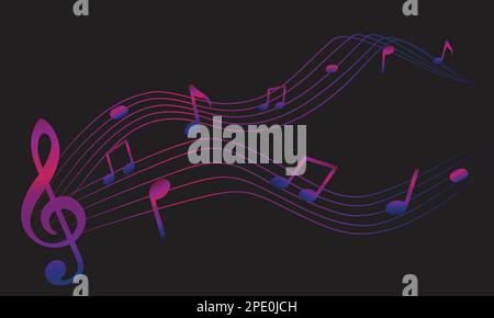 Abstrakter musikalischer Hintergrund. Künstlerischer abstrakter Hintergrund mit Regenbogenmusik. Illustrationsdesign. Stock Vektor