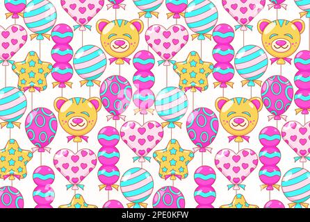 Ballon-Variationen. Star, Liebe, Geburtstag und Tigermuster Stock Vektor