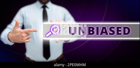 Begrifflicher Titel ohne Vorurteile. Geschäftskonzept ohne Vorurteile für oder gegen etwas Unparteiisches Stockfoto