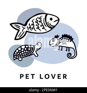 Drei Arten von Haustieren und kurzer Text Stock Vektor