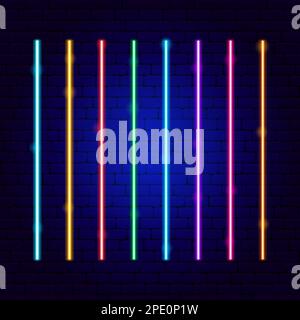 Farbe Cyber Lines Neon Set Stock Vektor