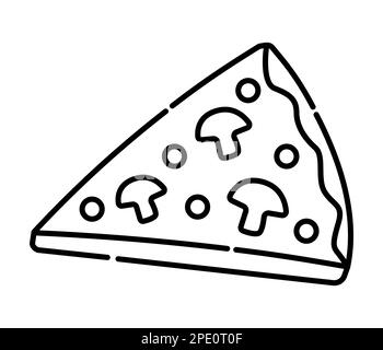 Schwarze und weiße Vektorlinien-Abbildung für ein Stück Pizza Stock Vektor