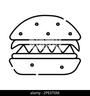 Schwarzweiß-Vektorlinien-Darstellung von Burger Stock Vektor