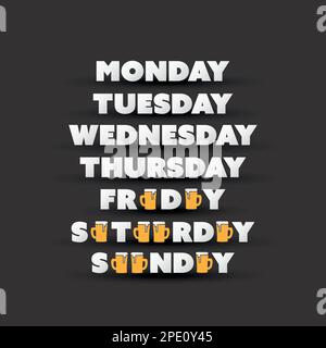 Das Wochenende kommt, Banner mit Bierbechern Stock Vektor