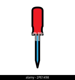 Schraubendreherliniensymbol isoliert auf weißem Hintergrund. Schwarzer, flacher Klassiker mit modernem Umriss. Lineares Symbol und bearbeitbare Kontur. Einfach und Pixel Stock Vektor
