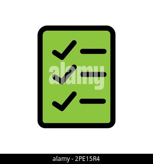 Symbol für Seitenzeile der Checkliste isoliert auf weißem Hintergrund. Schwarzer, flacher Klassiker mit modernem Umriss. Lineares Symbol und bearbeitbare Kontur. Simple und pi Stock Vektor